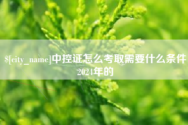 雅安中控证怎么考取需要什么条件2024年的